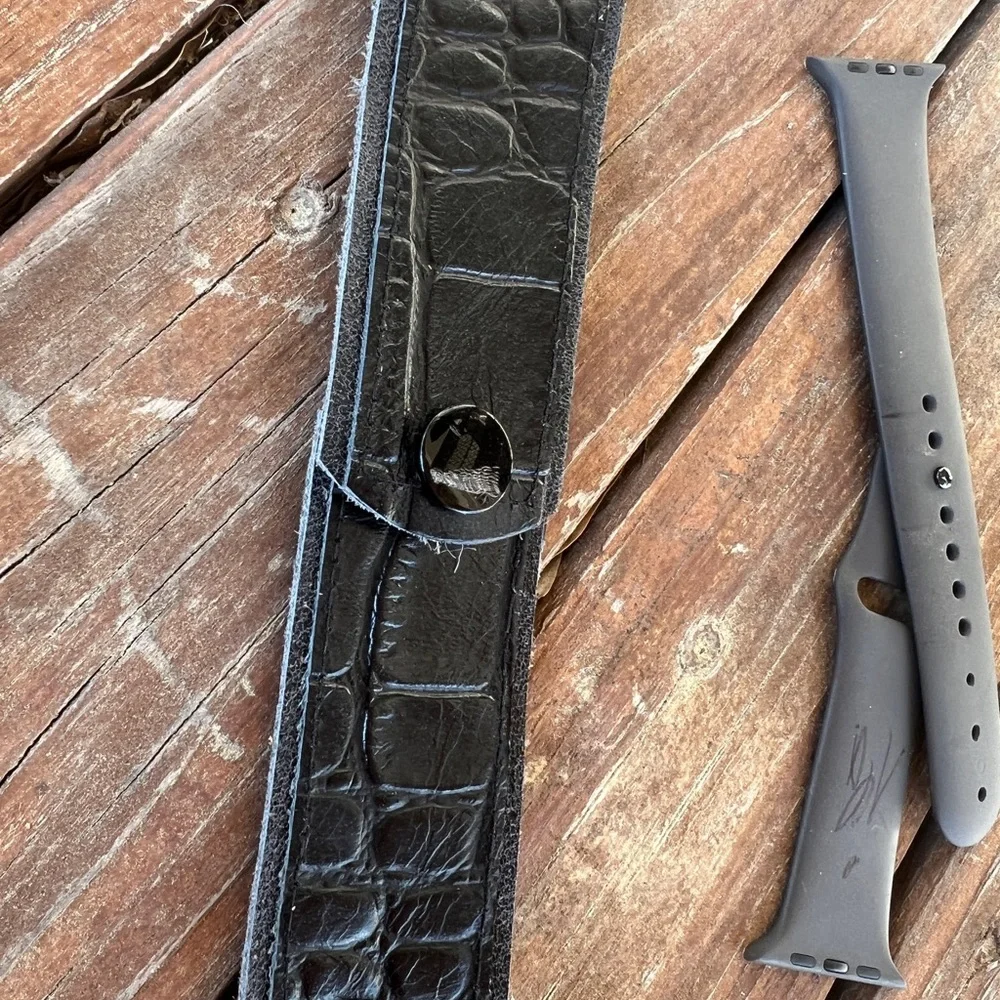 Black alligator Croc Leather apple Watch Band similiar 2 sparkle